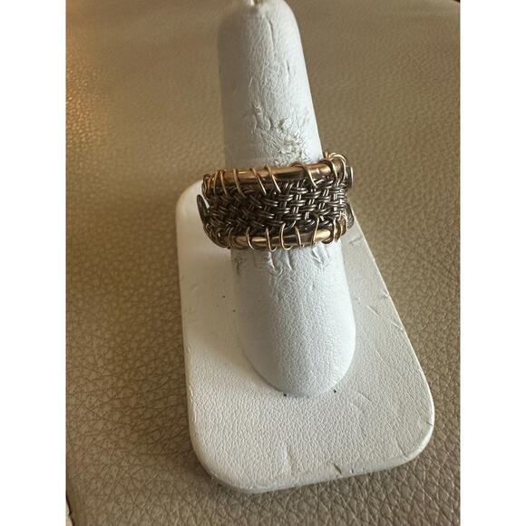 14k Gold Fill Wire ring with Fine Silver wire wrap Size 8 - Picture 3 of 5